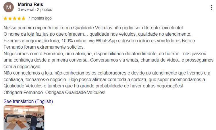 Avaliação 10 no Google