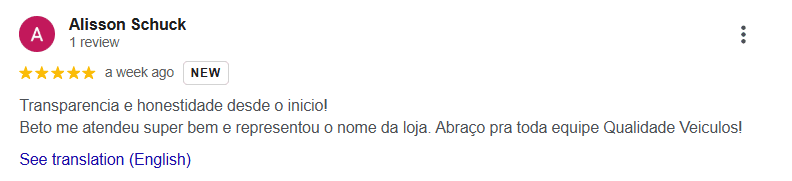 Avaliação 11 no Google
