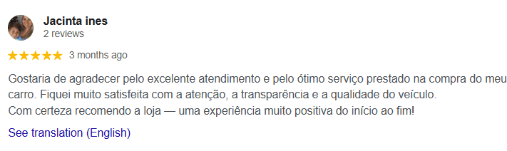 Avaliação 12 no Google