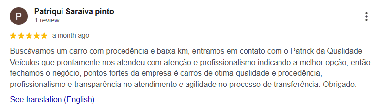 Avaliação 13 no Google