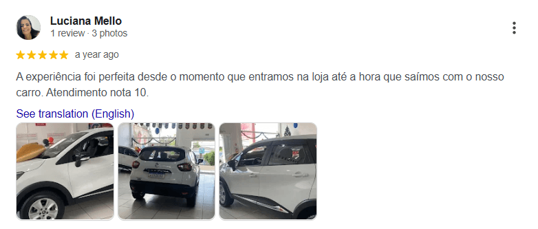 Avaliação 15 no Google