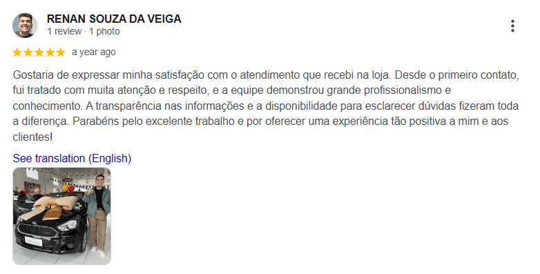 Avaliação 2 no Google