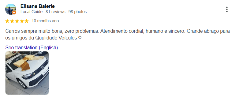 Avaliação 3 no Google