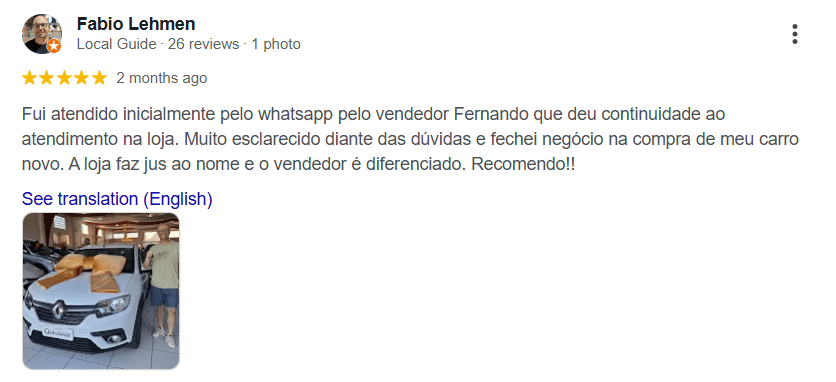 Avaliação 4 no Google