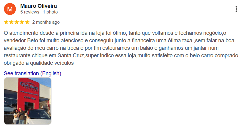 Avaliação 5 no Google